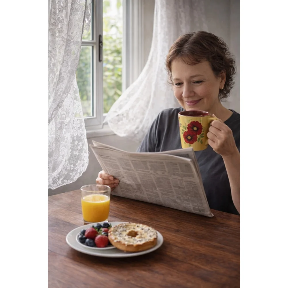 Hand Painted Yellow Floral Coffee Mug | Poppy & Tulip | Cottagecore